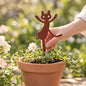 Metal Garden Decor Dancing Cat Plant Stake for Flower Pots, Steel