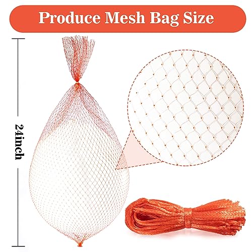 Sukh 90PCS Mesh Produce Bags - 24Inch Vegetable Storage Net Bags Red - color: Red