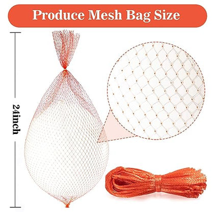 Sukh 90PCS Mesh Produce Bags - 24Inch Vegetable Storage Net Bags Red - color: Red