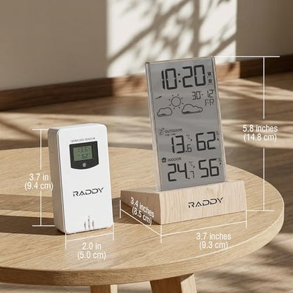 Raddy V5 Wireless Weather Station, Indoor Outdoor Thermometer