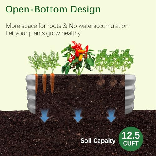 Galvanized Garden Bed Kit for Vegetables/Herbs/Flowers 4x4x1 Outdoor Raised Planter Box - size: 4X4X1