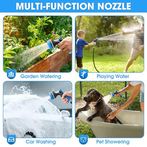 Garden Hose Nozzles,Hose Spray Nozzle with Adjustable 10 Watering Patterns - color: Blue&Blue
