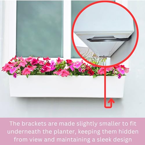 LaLaGreen Hanging Planter Boxes Outdoor (40 Inch, 2 Pack) Extra Large Window Flower Box with Bracket, White Rectangular Self Watering System Vertical Plant Container Wall Mount Indoor Succulents Herbs - color: White X 2