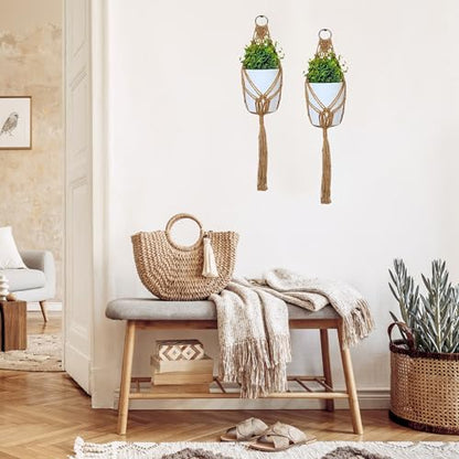 2 Packs Macrame Plant Hanger with Self-Watering Pots (4 inch) - size: Small