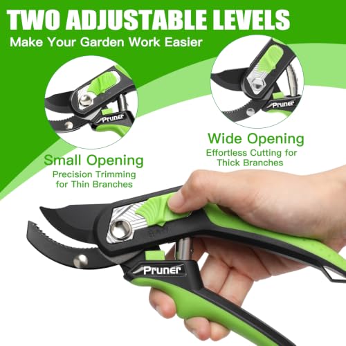 AIRAJ 8" Anvil Garden Shears,1.57” Cut Pruning Shears Garden Scissors Tools