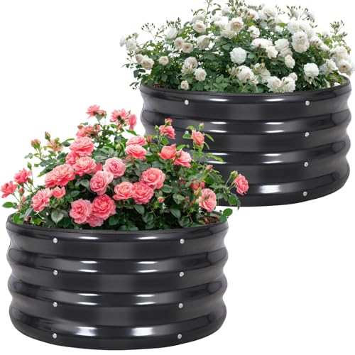 Galvanized Raised Garden Bed- 2Pcs 2x2x1FT Planter Boxes, Grey - color: Gray, size: 2x2x1FT