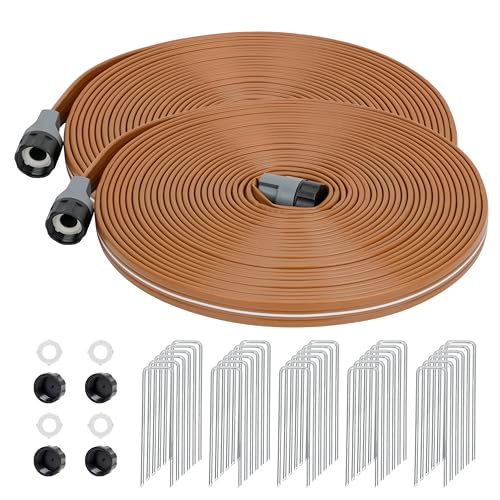 Sprinkler Soaker Hose 100FT, Watering Hose with Holes for Garden 50ft 2pack - color: Brown, size: 100FT(50FT-2Pack)