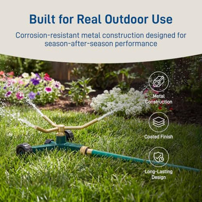 Orbit 58257N Lawn and Garden 3-Arm Metal Sprinkler with Wheel Base - style: 3-Arm Sprinkler