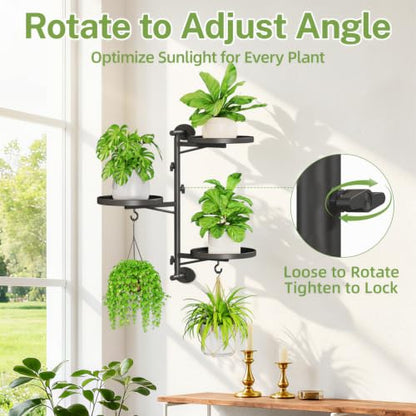 iDavosic.ly Wall Plant Holder Set of 2, Rotating Window Shelf, 3-Tier Black - color: Deep Black, size: 2 Pack
