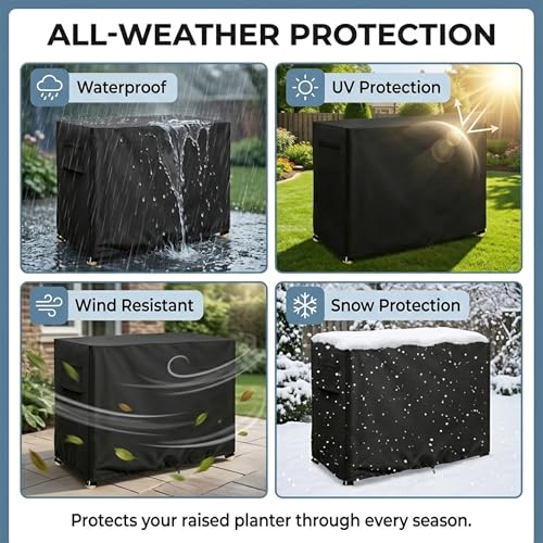 Raised Garden Bed Cover, Winter Waterproof Planter Box Tarp