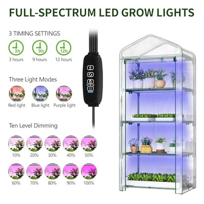 SUNYRISY 4 Tier Indoor Greenhouse with Grow Lights