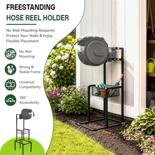 Retractable Hose Reel Stand/Mounting Post, Fits All Wall-Mounted Reels