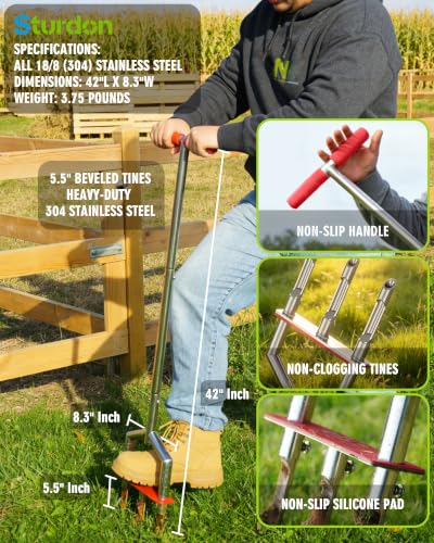 Manual Lawn Aerator - 42 Inch, 304 Stainless Steel Aerator Lawn Tool