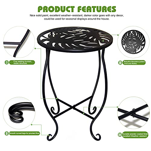 2 Pack Round Metal Plant Stands, 15" Tall Rustproof Iron Flower Pot Holder
