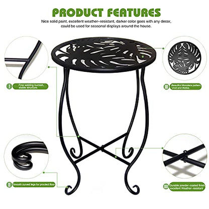 2 Pack Round Metal Plant Stands, 15" Tall Rustproof Iron Flower Pot Holder