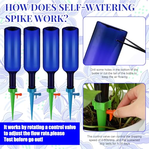 Plant Watering Devices with Self Spikes and Plastic Bottles - size: Blue