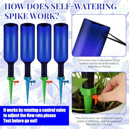 Plant Watering Devices with Self Spikes and Plastic Bottles - size: Blue
