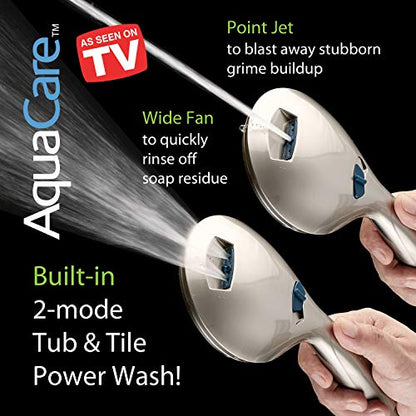 AquaCare 8-mode High Pressure Handheld Shower Head with 2-mode Power Wash - color: Satin Nickel, style: 2.5 Gallon Per Minute