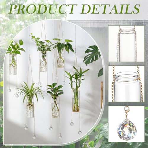 Hushee 6 Pcs Hanging Propagation Stations with Crystal Suncatcher