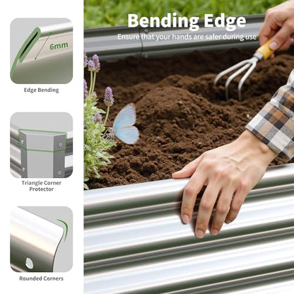 Galvanized Raised Garden Bed,Outdoor Planter Box Metal Patio Kit Planting Bed for Vegetables Flowers Herb (Galvanized, 6x3x1ft-2p) - size: 6x3x1ft-2p