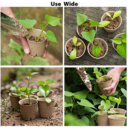 Baxrou 120 Pack 3.15 Inch Peat Pots Plant Starters for Seedling - style: Round