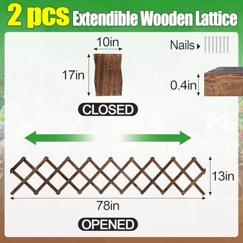 2Pcs 13x78 Expandable Wood Wall Trellis for Climbing Plants Outdoor/Indoor - style: 2 packs
