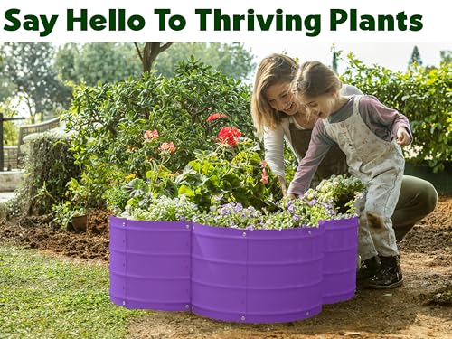 Plant & Plot Galvanized Raised Garden Beds Outdoor // 3×3×1 ft Planter Raised Beds for Gardening, Vegetables, Flowers // Large Metal Garden Box (Purple) // Patented Tool-Free Design - color: Purple