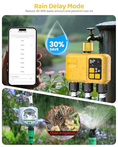 WiFi Water Timer 3 Outlet Garden, Brass Inlet & Outlet - size: 3 Outlet I/O