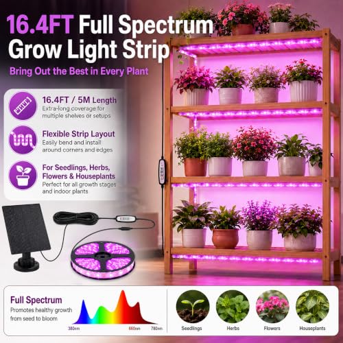 16.4FT Solar Grow Light Strip for Indoor Outdoor Plants