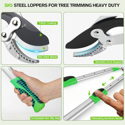 28-38" Extendable Loppers & Pruning Shears Set, SK5 Compound Action 2" Cut - style: 38" Extendable Lopper Set