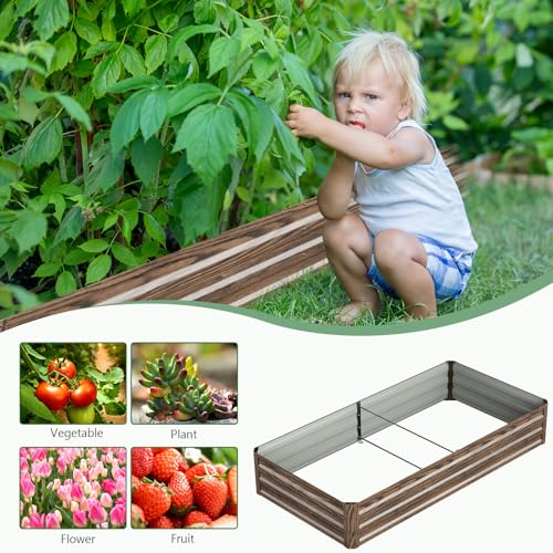 3 in 1 Galvanized Raised Garden Bed with 87" H Arch Trellis - color: Wood Grain, size: 71" Lx 35.4" Wx 12"H