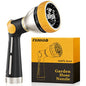 FANHAO Thumb Control Garden Hose Nozzle Heavy Duty Metal, 8 Spray Patterns - color: Black & Yellow, size: Multi-Pattern
