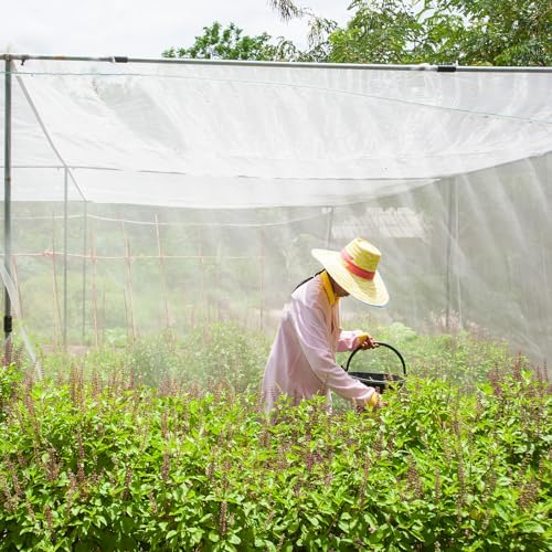Woanger 4 X 100 Ft White Garden Bug Netting Ultra Fine Mesh for Plants - size: 4 x 100 ft