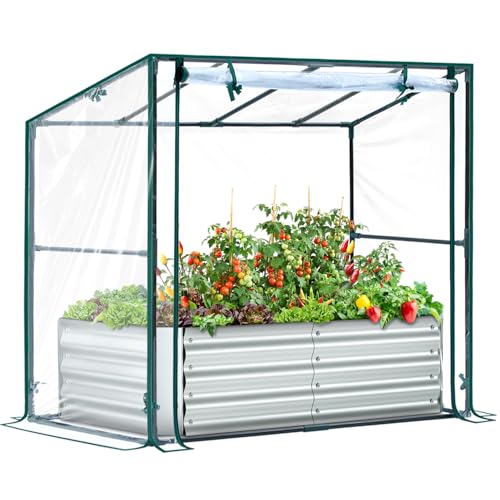 Ohuhu 4x2x1 FT Raised Garden Bed Outdoor with Cover, 3-in-1 Gardening Set - size: 4x2x1 ft