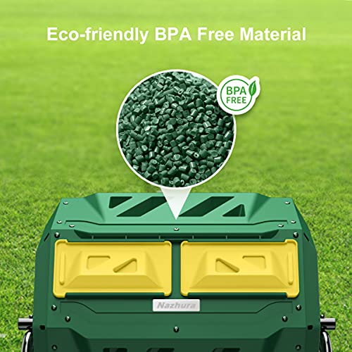 Compost Tumbler Bin Composter Dual Chamber 43 Gallon (Bundled with Pearson's Gardening Gloves) - color: Green