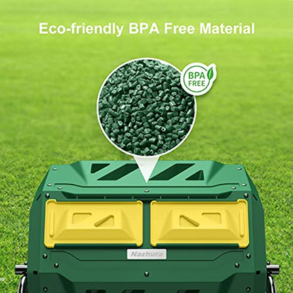 Compost Tumbler Bin Composter Dual Chamber 43 Gallon (Bundled with Pearson's Gardening Gloves) - color: Green
