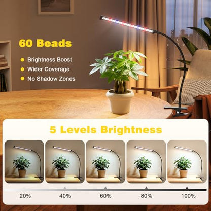 Grow Lights for Indoor Plants, Clip-On LED Clamp, Single Head - size: Clamp-1 Head