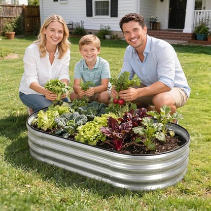 1MORE Galvanized Raised Garden Bed Outdoor,Planter Bed 4x2x1ft,Silver,4-Pk - color: Silver