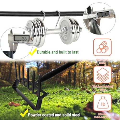 4-Tines Rake and Stirrup Hoe - Stainless Steel Cultivator for Gardening