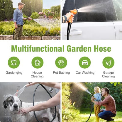 Short Garden Hose 3 ft x 5/8" Female to Female, Heavy Duty Small Water Hose Extender Connector, Leak-Free Connections Hybrid Rubber Leader Hose with 3/4" Double GHT Fittings, Black - size: 3ft Female to Female