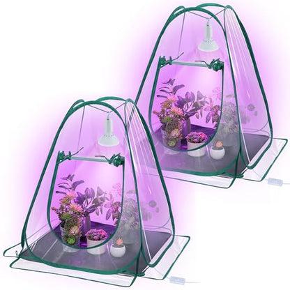 Meonum Mini Greenhouse Indoor with 10W Grow Light and PEVA Mat, 2 Pack