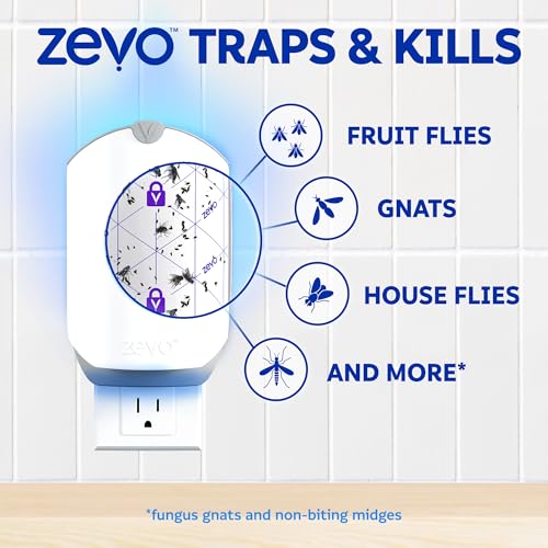 Zevo Flying Insect Trap for Fruit Flies & Gnats, 1 Plug-in Base & 1 Refills - style: 1 Device & 1 Cartridge