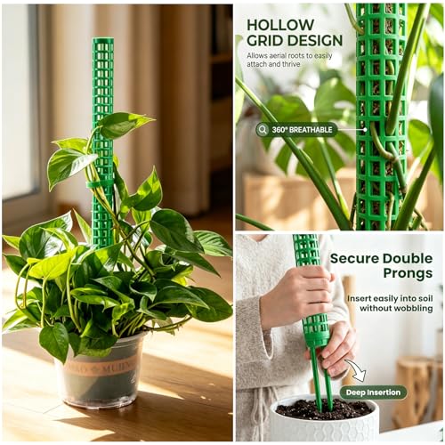Stackable Small Moss Pole for Monstera Pothos, Fillable Support - size: 4pack,small,Green