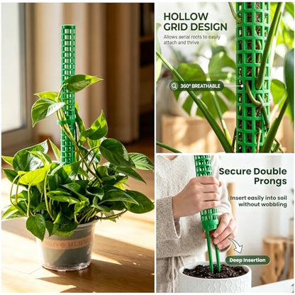 Stackable Small Moss Pole for Monstera Pothos, Fillable Support - size: 4pack,small,Green