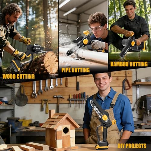 Mini Chainsaw Compatible with DeWalt 20V MAX Battery - color: Yellow