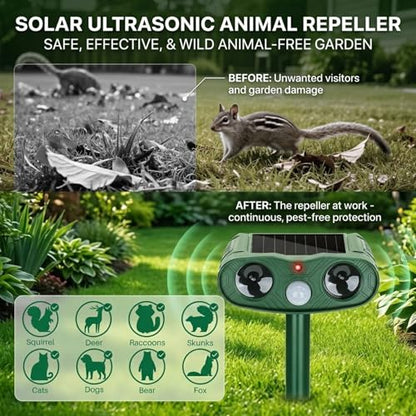 2Pack Ultrasonic Deer Repellent Devices, Animal Repeller Outdoor