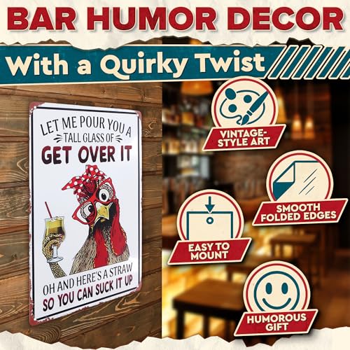 Metal Signs for Outside and Inside, 8 x 12 In, Funny Tin Wall Art - color: Let Me Pour You