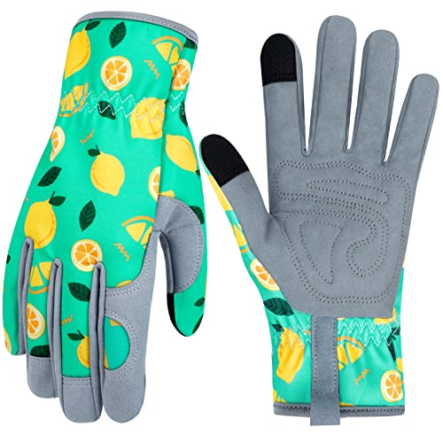 Leather Gardening Gloves for Women Thorn Proof Garden Gloves Touch Screen Working Gloves Gifts,M - color: Color I