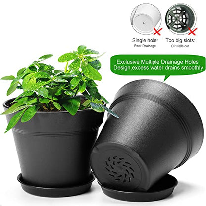 4 Inch Small Plant Pots 6 Pack, Plastic Plant Pots Indoor Saucer, Green - color: Green, size: 6 Pack-4in