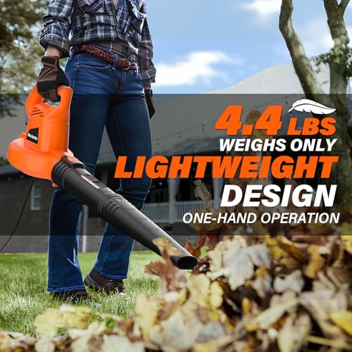 MAXLANDER 7-Amp Electric Leaf Blower, Handheld Blowers for Lawn Care - color: Orange
